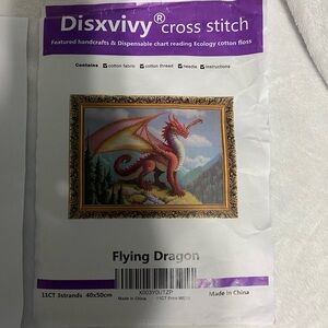 Flying Dragon Cross Stitch Kit - Red and Gold